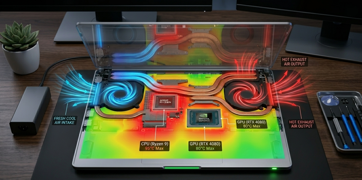 Internal causes behind a laptop overheating while gaming fix guide explained visually.